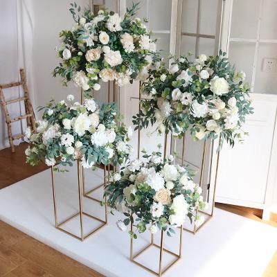 China Flower Ball Wedding Centerpieces YOPIN 027 Artificial Flowers Wedding Decoration White Flower Ball Table Flowers Centerpiece for sale