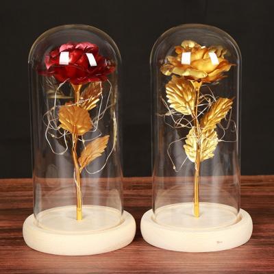 China Galaxy Rose Glass Flower Bell Cover Artificial Flower YOPIN 099 Valentines Day Galaxy Rose Glass Cover for sale