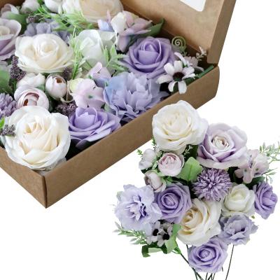 China Artificial Roses Foam Roses Box Foam Flowers With Stem YOPIN 231 Artificial Flowers Arrangement Artificial Roses Foam Roses Box Purple Stem Foam Flowers for sale