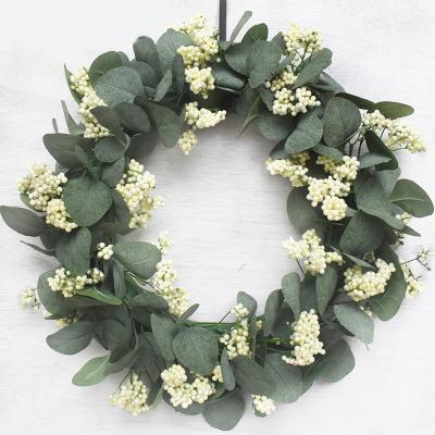 China Home Front Door Wreath Spring Summer Eucalyptus Artificial Wreath YOPIN-112 Amazone Decoration For Front Door Decoration for sale