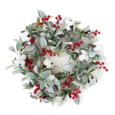 China Home/Wedding Garland Flocked Lambs Ear Leaves Christmas Decoration YOPIN-119 Good Quality Artificial Vines Amazon for sale