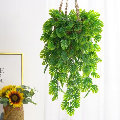 China Home/Wedding Decoration YOPIN-133 Greenery Wedding Decorative Artificial Hanging Monstera Plants For Grass Wall Decor for sale