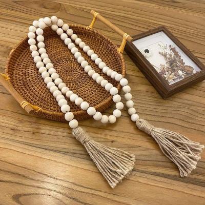 China YOPIN 290 Artificial Flower Pearl Acorn Wooden Pearl Tassel Farmhouse Pearls 58IN Wooden Pearl Garland for sale