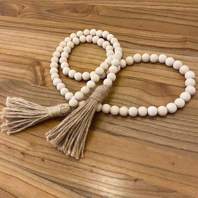 China Hot Sale Wooden Bead Tassel YOPIN 296 Amazone Bead Garland Farmhouse Beads 58IN Wooden Bead Garland for sale