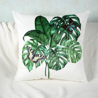 China Multi Viable Style Tropical Leaves Luxury Printed Square Pillow Covers Home Decorative Throw Cushion Covers for sale