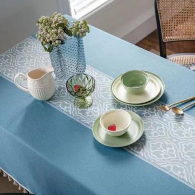 China Amazon wholesale cheap dining tablecloth embroidery waterproof polyester tablecloth waterproof embroidered tablecloth for sale