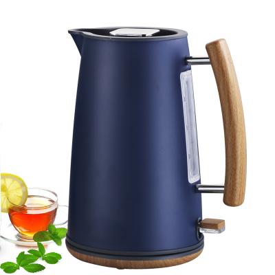 China 360 Degree Rotation Base Electric Kettle, Double Wall 304 Stainless Steel Hot Water Boiler 1.7L, Tea Kettle with Auto Shut Off and Boil Dry Protection for sale