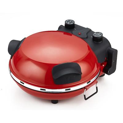 China Household 12 Inch Non-Stick Pizza Maker Oven in Red Home Use FunElectric Fast Multi Pizza Maker for sale