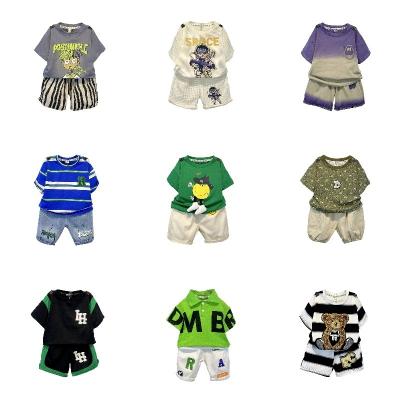 China Casual 2023 new children's cotton two-piece boy's short-sleeved children's T-shirt pants boy's clothing suit for sale