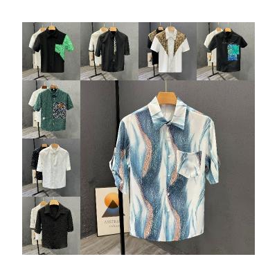 China Men's Top Traceless Summer Anti-pilling Men's Top Traceless Men's Short Sleeve Embroidery Slim Half Sleeve Business Casual Anti-Wrinkle Free Ironing for sale