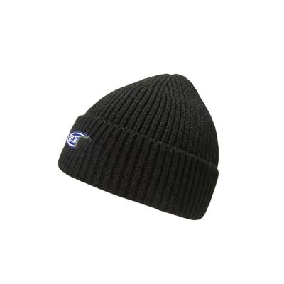 China 100% Recycled Polyester Logo Beanie Hat Winter Beanie Hat Custom Simple Warm Knitted Beanie Winter Viable High Quality for sale