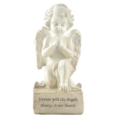 China Europe Artisan Talent Praying Memorial Angel Sculpture-6.5 inch Garden Statues Angel Figurines Resin White Cherubs for sale