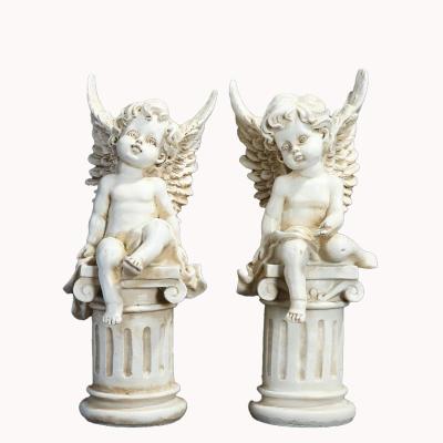 China Europe Garden Angel Statue Angel Sculpture Home Distressed Wings Angel Ornament Christmas Memorial Indoor Outdoor Decoration for sale