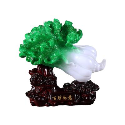 China Natural Resin Jade Crafts Cabbage Ornaments Home Feng Shui Craft Christmas Chinese China Style Customizable Ornaments for sale