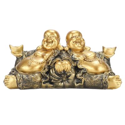 China China Feng Shui Decor Laughing Buddha Statue Maitreya Figurine Money Carry Bag Happy Buddha for God Luck Carvings Home Decoration for sale