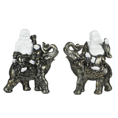 China China Feng Shui Handmade Lucky Laughing Statue YINASI Maitreya Laughing Buddha Buddha on Elephant Resin Ornaments Sculpture for sale