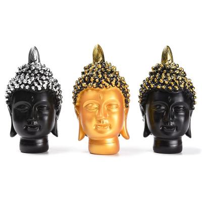 China Zen Buddha Head Resin Meditation Spiritual Calming Statue India Buddha Head Statue Figurine for Office Table Home Decor Outdoor Garden for sale