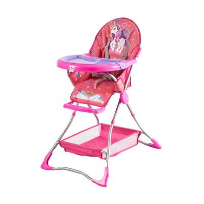 China Other Pink Dining Tray Baby High Chair With Double Feeding Wheels for sale