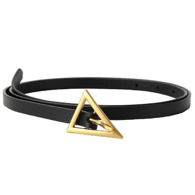 China New Design Casual Thin Multicolor Triangle Buckle Ladies Leather Belt for sale