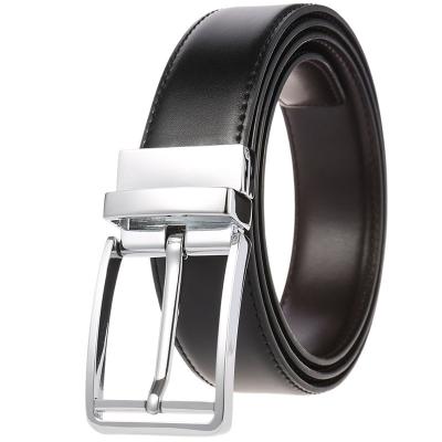 China Hot Sale Casual Men's Dress Turned To Buckle Reversible Leather Belts For Men for sale