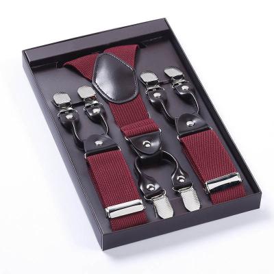 China Elastic + Genuine Leather 3.5cm Width Boxed High Quality Men Suspender for sale