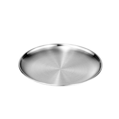 China Durable 201 Stainless Steel Round Barbecue Dish Thicken Cafe Barbecue Dish Tray Cake Plate Restaurant Dish for sale