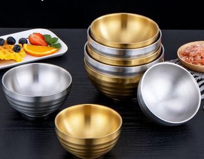 China Disposable Cold Noodle Bowl Household Canteen 304 Stainless Steel Soup Bowl Pet Korean Rice Bowl Double Bowl for sale