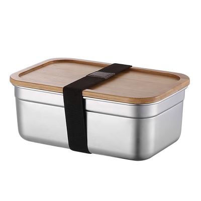 China Household Disposable Lunch Box Storage Box 304 Stainless Steel Leak Proof Square Food Container Storage Box Fruit and Vegetable Pickles for sale