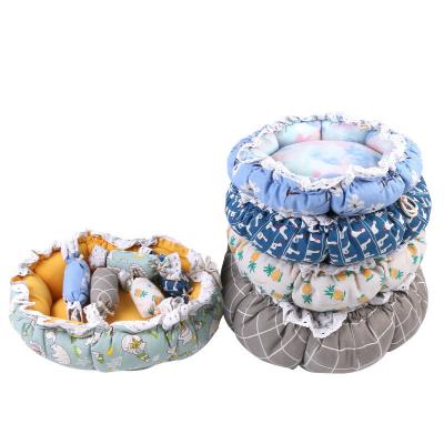 China Good Quality Round Viable Dog Bed Comfortable Lace Lovely Warm Thick Mat Sofa For Cats Sleep Cushion for sale