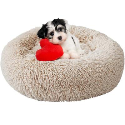 China Viable Long Plush Dog Bed Claming Dog Beds Donut Around Kennel Large Mat Pet Supplies Chihuahua Cat Dog Bench Soft Warm for sale