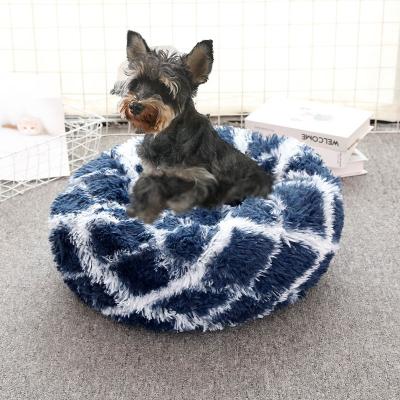 China Viable Long Plush Dog Bed Claming Dog Beds Donut Around Kennel Large Mat Pet Supplies Chihuahua Cat Dog Bench Soft Warm for sale