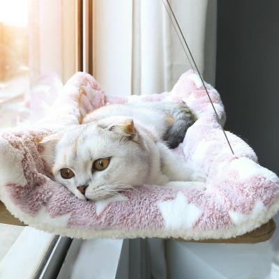 China Breathable Cool Fancy Sunny WINDOW MOUNTED HAMMOCK Perch Folding Improved Safest Version 4 Suction Cups Cat Bed Large for sale