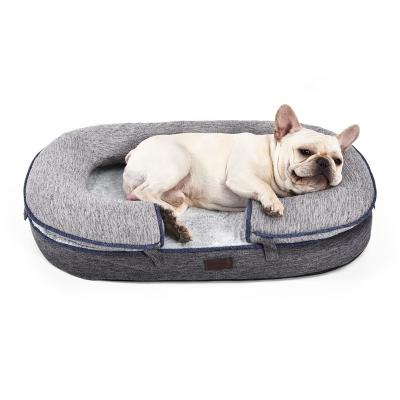 China Durable Modern Style Imitation Linen Textile Fabrics Pet Soft Warm Comfortable Removable Memory Foam Cat Dog Sofa Bed for sale