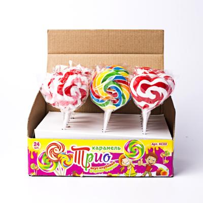 China Natural Wholesale Display Tray Packed 20G Flat Lollipops Fruity Flavored In Hard Candies for sale