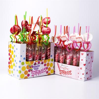 China Normal Wholesale Multicolor 57G Lollipops With Hard Candy Sraw Sticks for sale