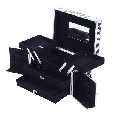 China Professional Fashion Beauty Organizer Box Aluminum Cosmetic Brush Makeup Kit For Tools for sale