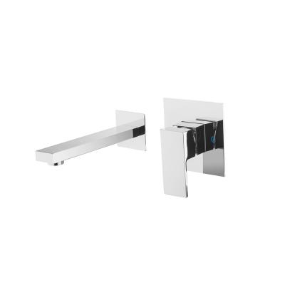 China Wall Mounted Cold and Hot Water Rectangle Cold and Concealed Hot Water Basin Faucet with Single Lever Handle Square Flange for sale