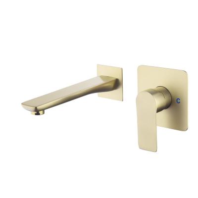 China Easy Installation Cold And Hot Water Concealed Brass Basin Faucet Hot And Cold Water Faucet With Single Lever Handle Square Flange for sale