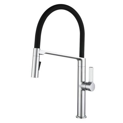 China Pull Out Matte Black Commercial Solid Brass Single Handle Pull Down Kitchen Sink Faucet Pull Down Kitchen Faucet for sale