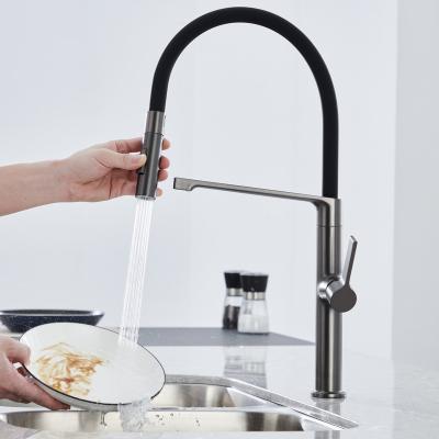 China Pull Out Single Layer Chrome Plated Sink Faucet Zinc Alloy cUPC Pull Down Spout Kitchen Faucet 2 Way Kitchen Faucet for sale