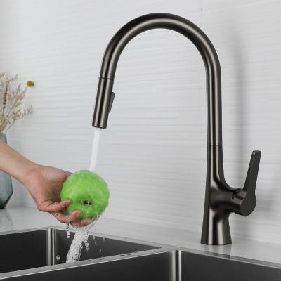 China Pull Out Commercial Single Lever Pull Down Spray Mixer Tap Stainless Steel Kitchen Sink Faucet With Pull Out Spout for sale