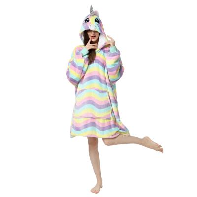 China Unicorn Blanket Windproof Hoodie For Women Warm Giant Flannel Hoodie Super Comfortable Blanket Covering Hoodie for sale