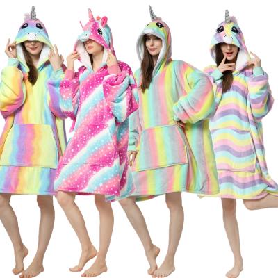 China Wearable Windproof Blanket For Women And Men Super Warm And Cozy Jumbo Blanket Hoodie Flannel Blanket With Sleeves for sale