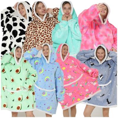 China Anti-Wrinkle Wearable Covering Hoodie For Adults Sherpa Patterns All Oversized Sweatshirt Cover With Pockets for sale