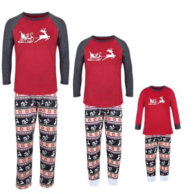 China Cozy Red+ QUICK DRY Black Cotton Reindeer Family Christmas Pajamas Set for sale