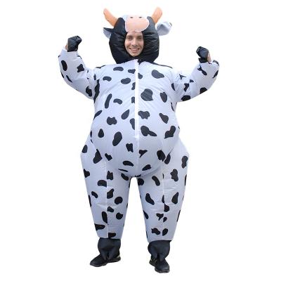 China All Festival Inflatable Milk Cow Costume Blow Up Milk Cow Costume Cheap Adult Full Life Size Inflatable Milk Cow Mascot Costume for sale