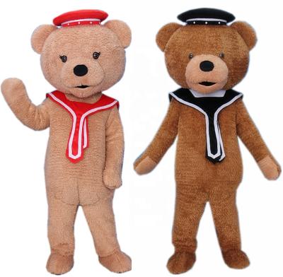 China the lovely mascot costume bear with navy costume adult soft fur brown teddy bear mascot costumes adult size for sale