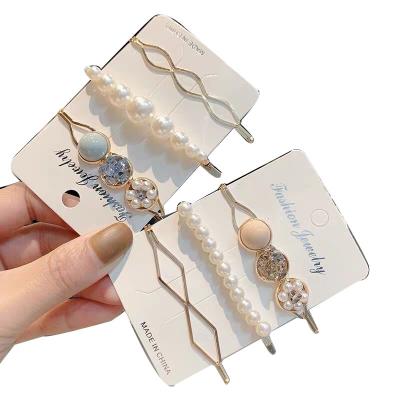 China Korean Gemstone Flower Hair Clips Set Fashionable Cute Pearl Girls Hair Clips Set Hairpins Gemstone Accessory for sale