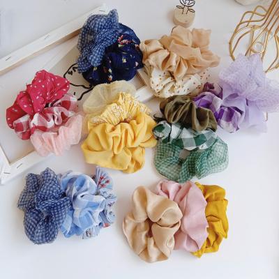 China European and American style 3 pcs/set women silk satin large hair bands girls summer big scrunchies elastic hair ties accessory for sale