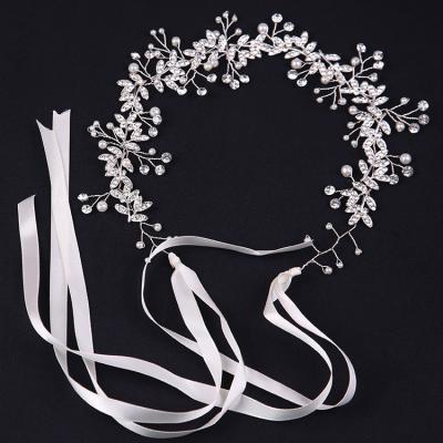 China Luxury Elegant Handmade Crystal Pretty Handmade Crystal Garland Headband Flower Girls Bridal Wedding Hair Accessory for sale